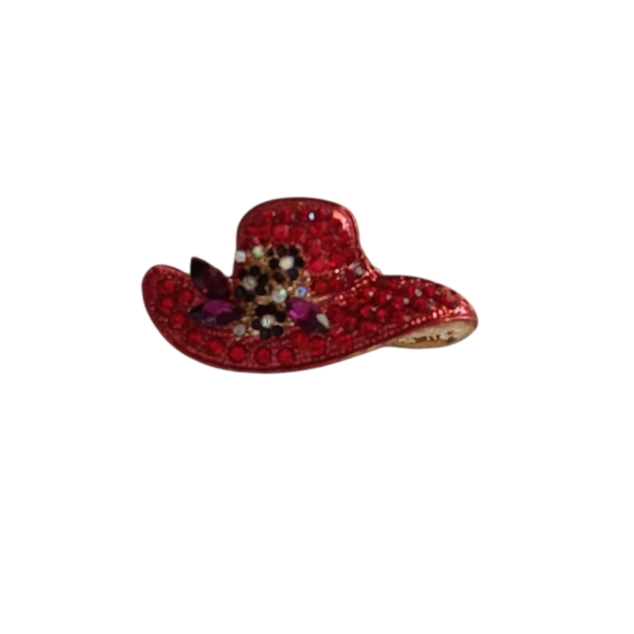 Source Unknown Jewelry - Red Rhinestone Hat Pin Brooch